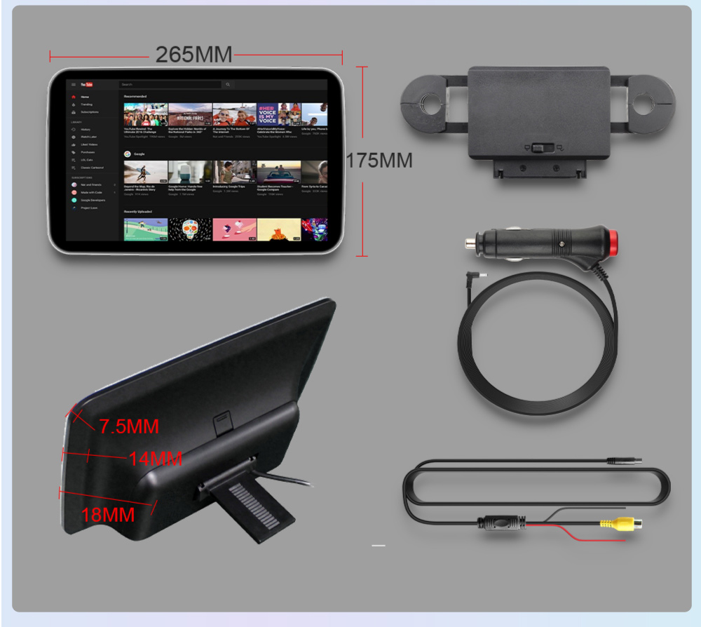 MP3/MP4 Players Combination Headrest Monitor Display IPS Android Tablet for Car Rear Seat