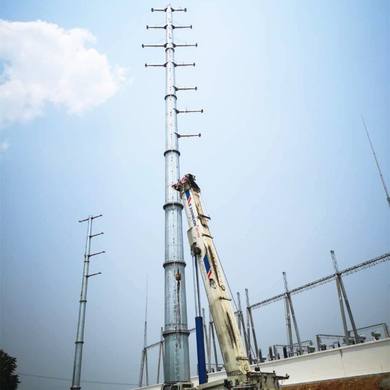 110KV Polygonal Pole Single Circuit Dodecagonal Transmission Steel Poles