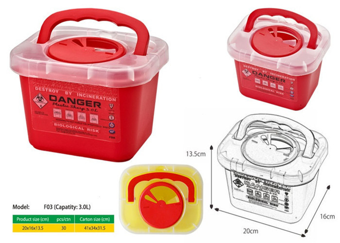 3 Litre Sharps disposal container, Sharps Container, Red sharps containers - WinnerCare