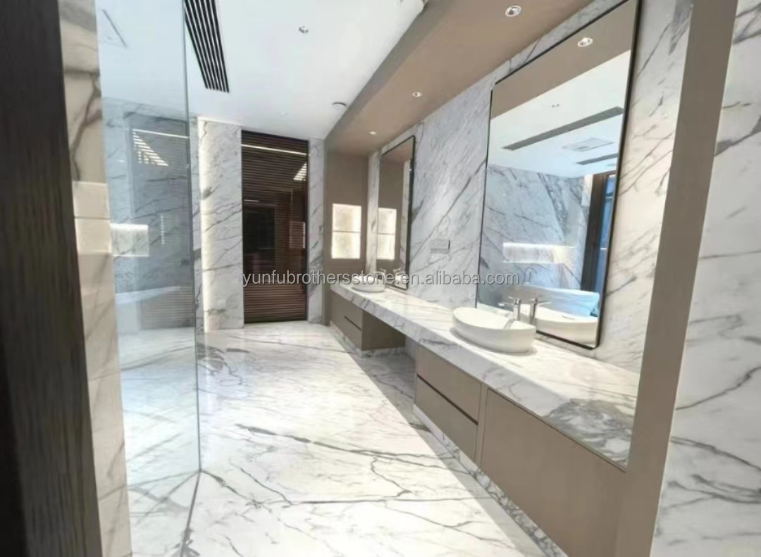 Polished Natural Statuario White Marble Big Slab for Italian Flooring and Wall Tiles