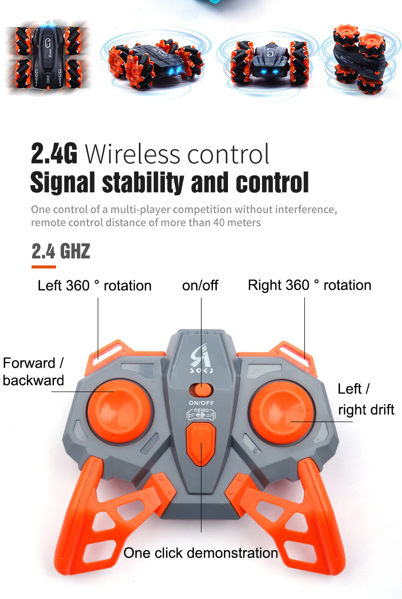 2.4G Stunt RC Cars Double Sided Drift Remote Control Car for Children's Electric Toys