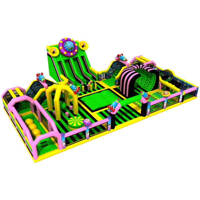Best Lead Free Pvc Tarpaulin Material Custom Inflatable Obstacle Course Equipment Trampoline Amusement Theme Park