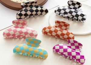 China acetic acid colorful clip hair accessories imitation color check clip shark hair accessories OEM Hollow out logo wholesale