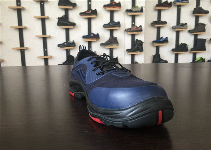Elastic Band Waterproof Safety Shoes Navy Color Steel Toe Work Boots For Men