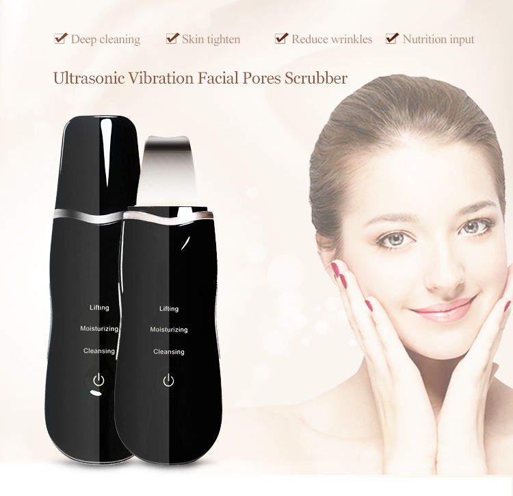 Black Multifunction Beauty Device Skin Scrubber ABS And Stainless Steel Material