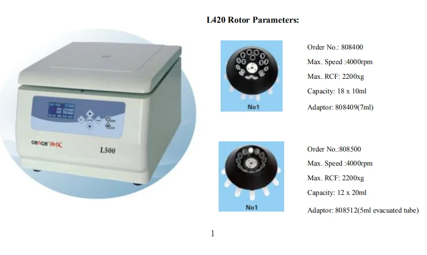 Blood Analysis Laboratory Centrifuge Machine L500 With Swing Rotor