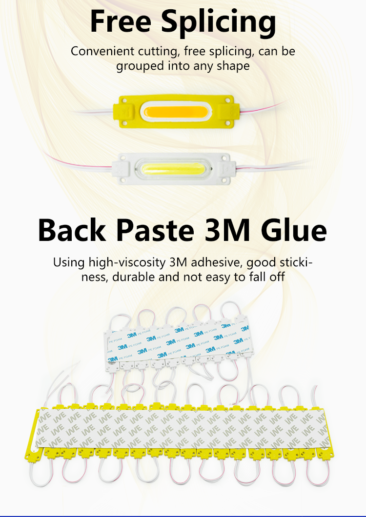 High Bright Yellow White Waterproof Decorative COB LED Module 12V 24V