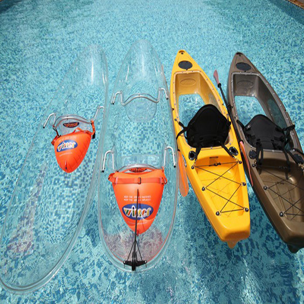UV Resistant Double Sit On Top Kayak , 200kg Weight Capacity See Through Canoe