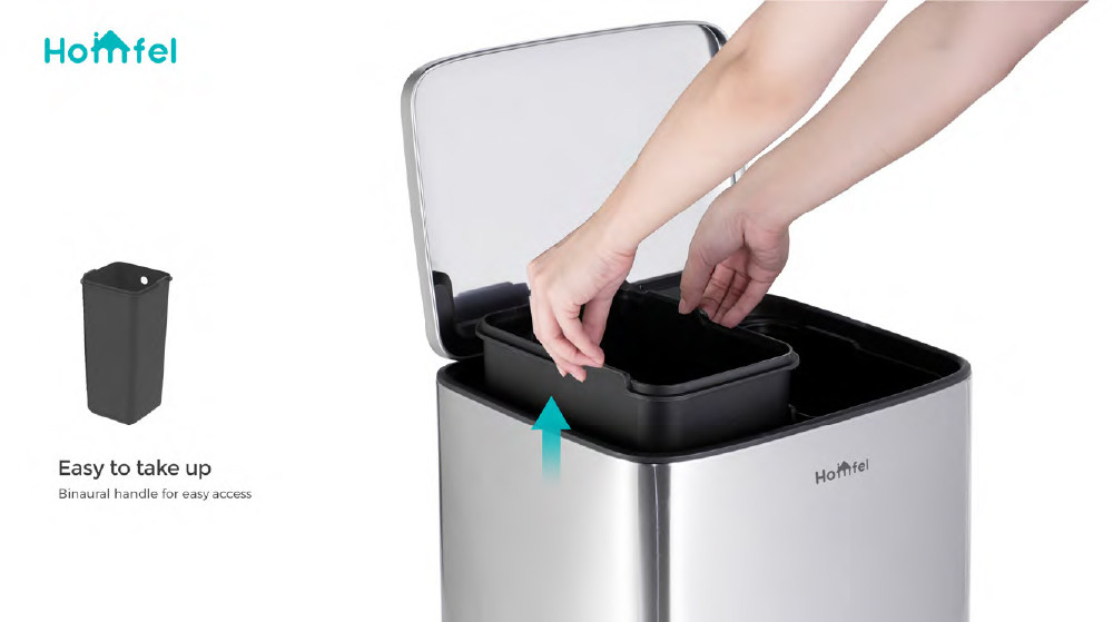 28Lx2 dual compartment trash can Soft Close Recycle Trash Bin Foot Step Trash Can For Living Room Office