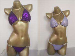 China European cut womens bodybuilding competition posing suit Metallic IFBB Bikini wholesale
