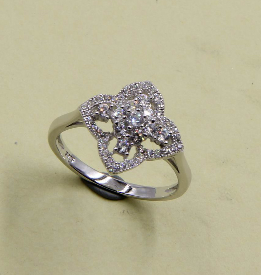 Sterling Silver Rings Petite Prong Pave CZ Pear Heart Chevron Oval Round Evil Eye Sterling Silver Rose Ring Sterling