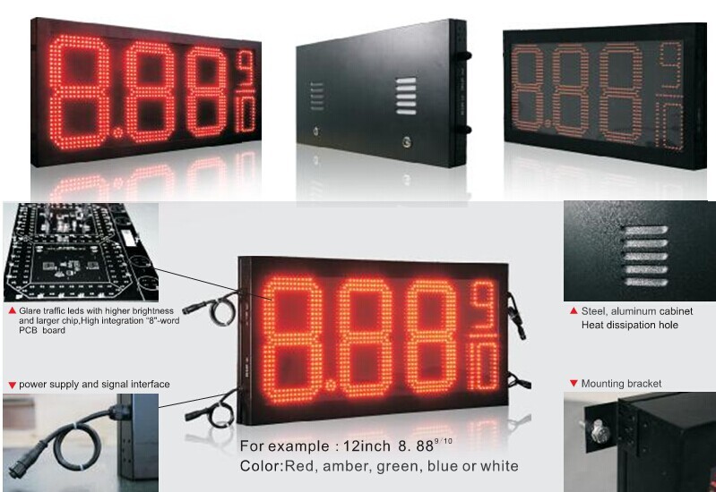 Customized Digital Fuel Sign Number Led Display Board with Red Yellow Green Blue White