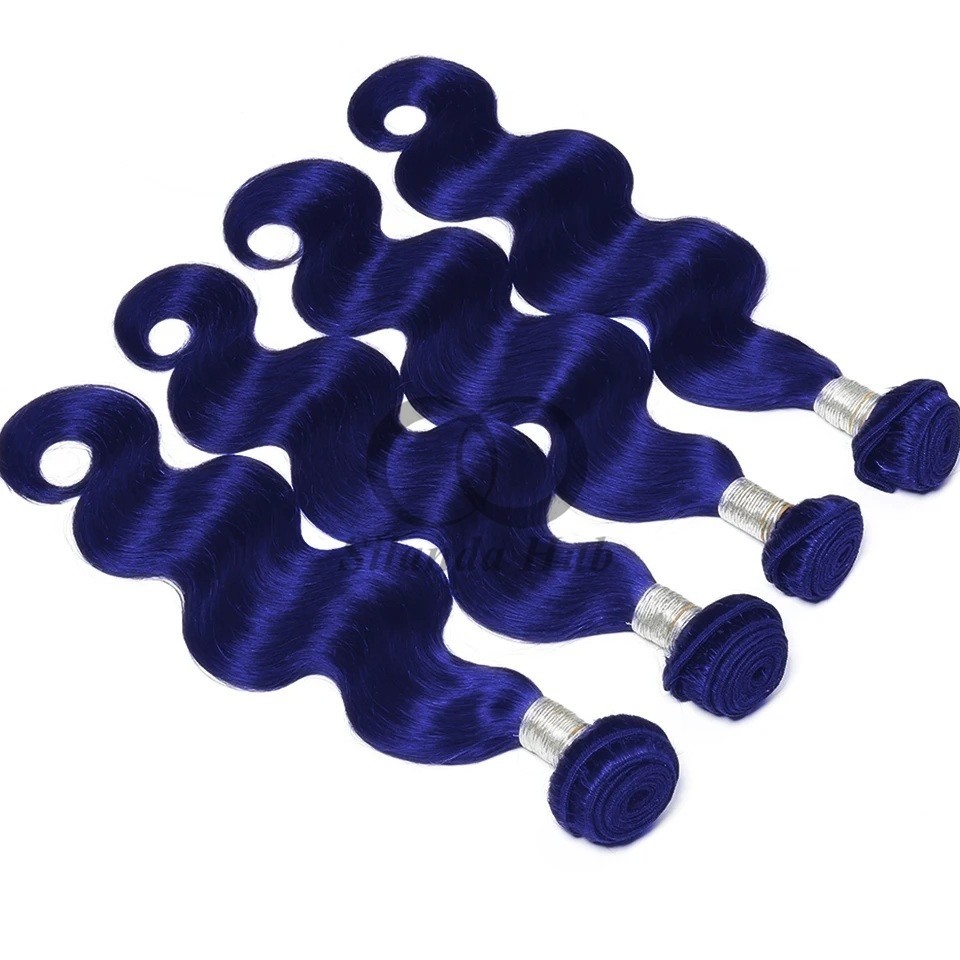 Blue Body Wave Remy Human Hair Bundles Sew In Weave Bundles Brazilian Bundle Deals