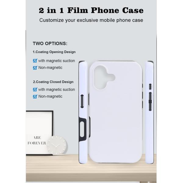 2In1 3D Film Sublimation Phone Case Strong Magnetic For IPhone 16 15 Pro Max