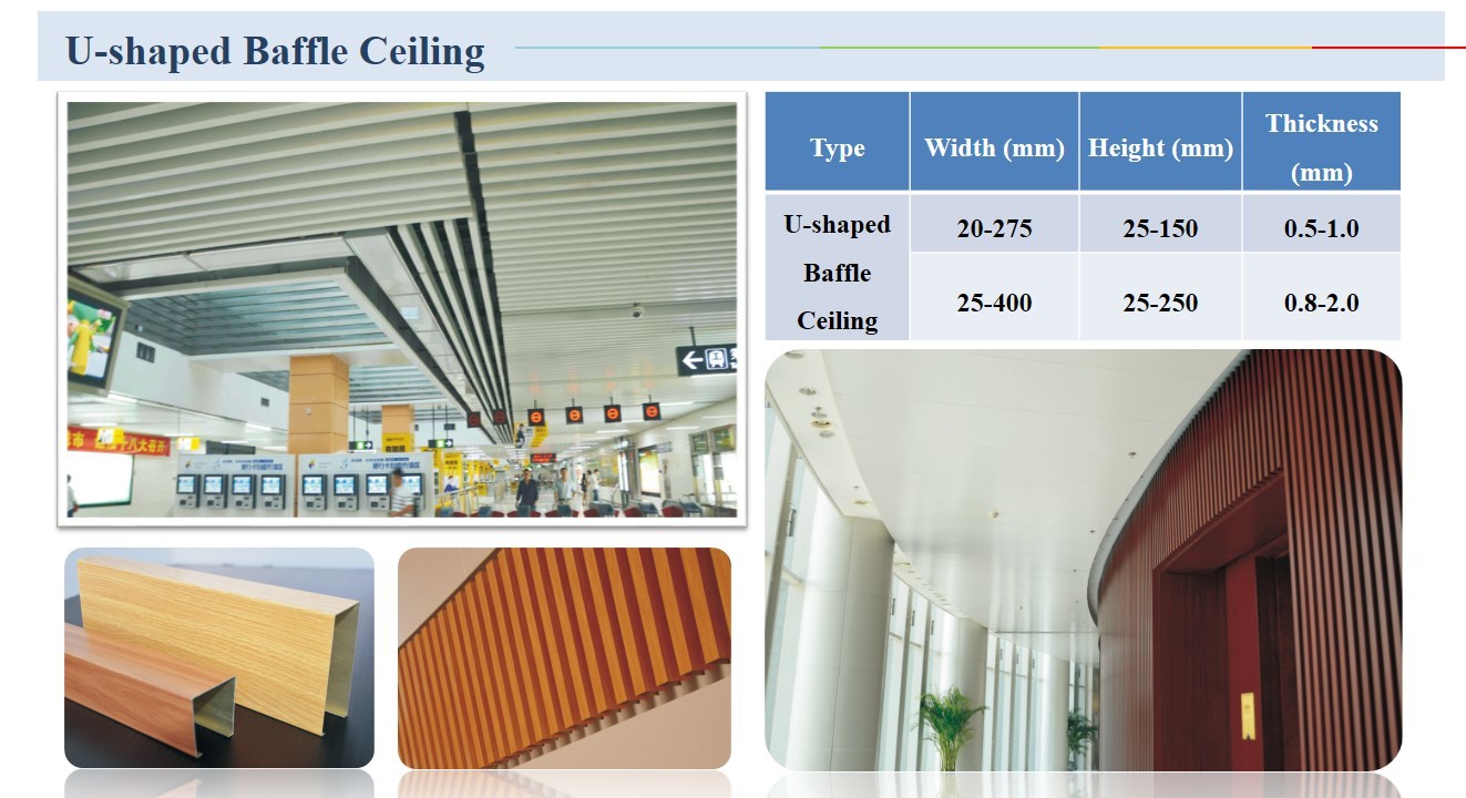 Construction Suspended Metal Linear Baffle Strip Decorative Extruded Aluminium / Aluminum Profile Wall Ceiling Panel