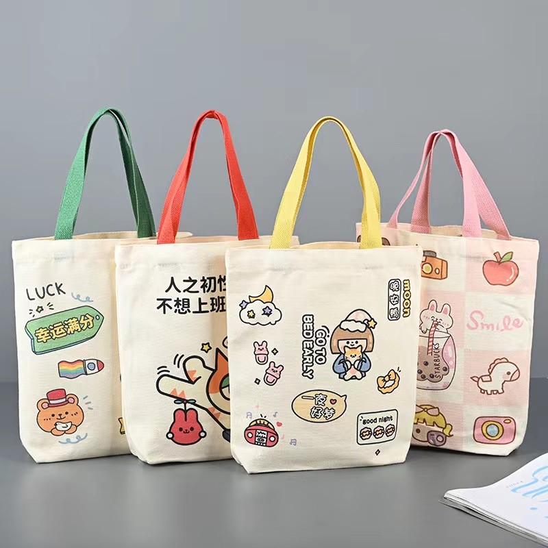 White Eco Canvas Bags With Clear LGO Beautiful Pictures Simple Style