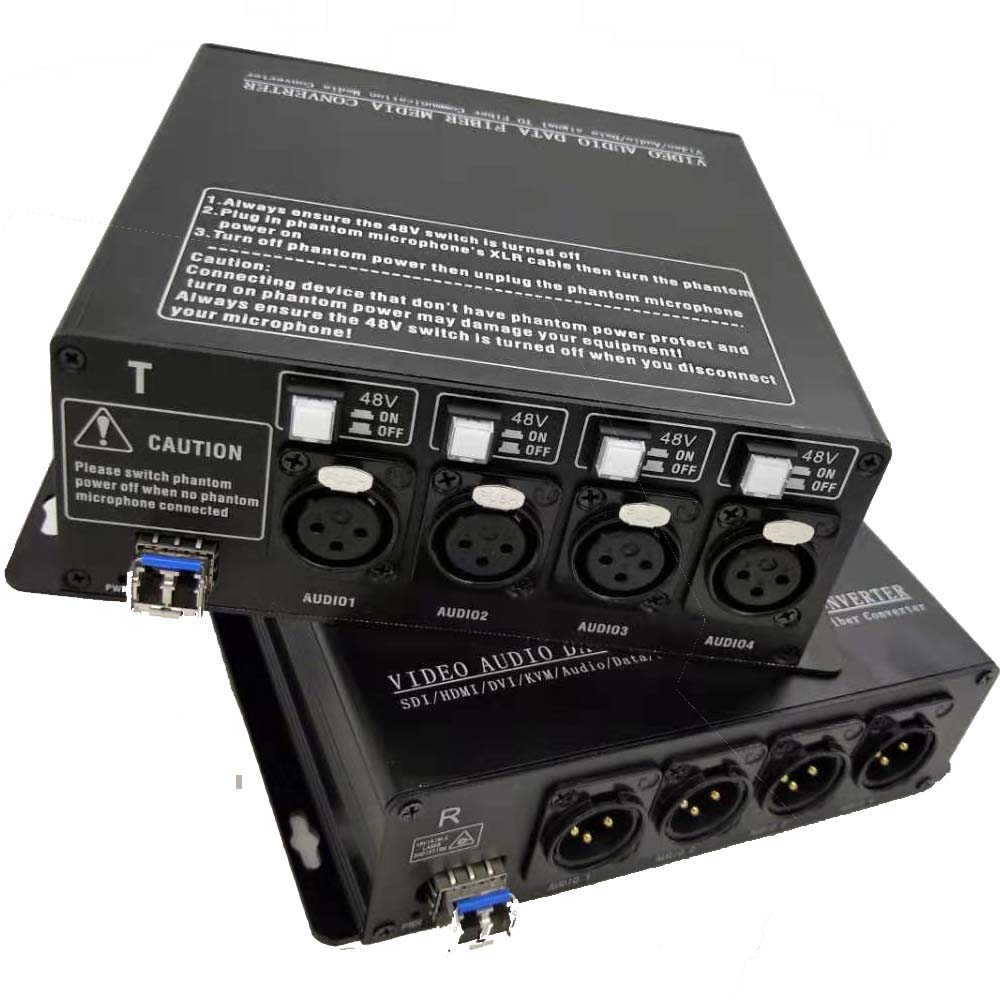 Digital xLR to fiber optic converter With Switchable 48V Phantom Power Supply