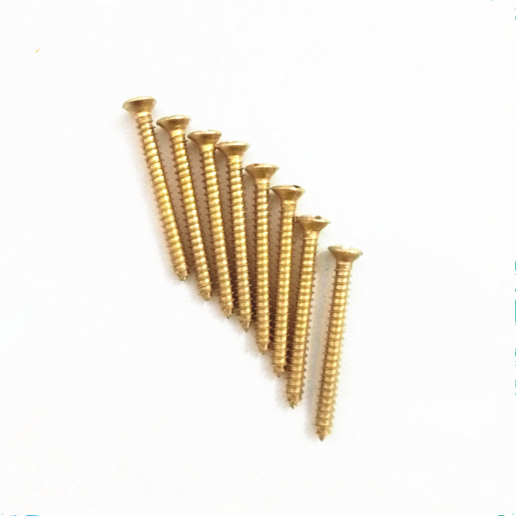 Yellow Brass Slotted Drive Oval Head Wood Screws Round Head Furniture Screws