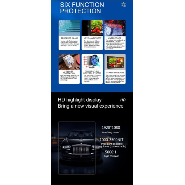 Outdoor LCD Display with 16:9 Aspect Ratio 50000 Hours Lifespan and 3840X2160 Resolution Digital Signage