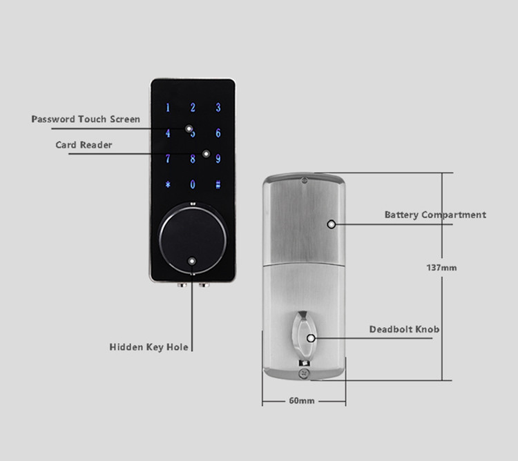 Smart Security WiFi Bluetooth Access Automatic Fingerprint Deadbolt Hot Sale Door Lock