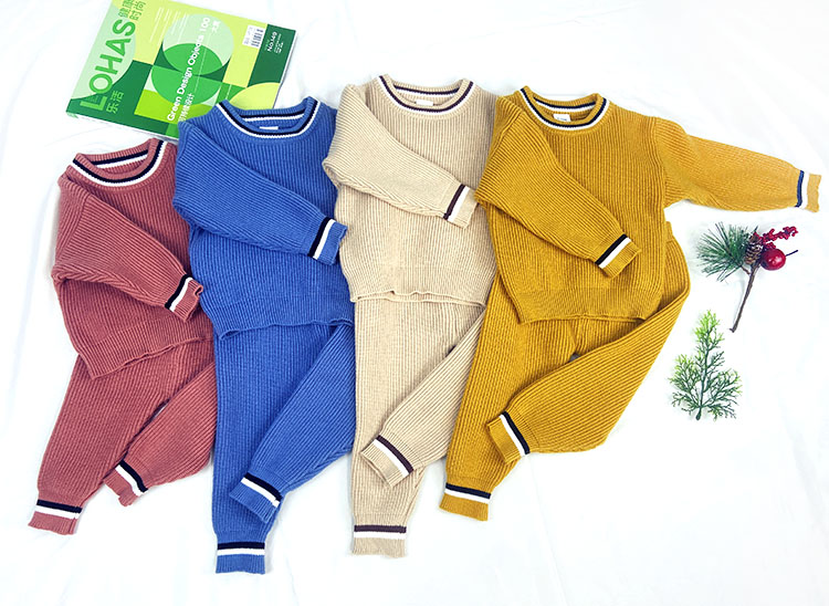 Unisex 2 Pieces Set Ribbed Knit Sweater Infant New Born Newborn Clothes Baby Girl & Boys' Clothing sets for Winter