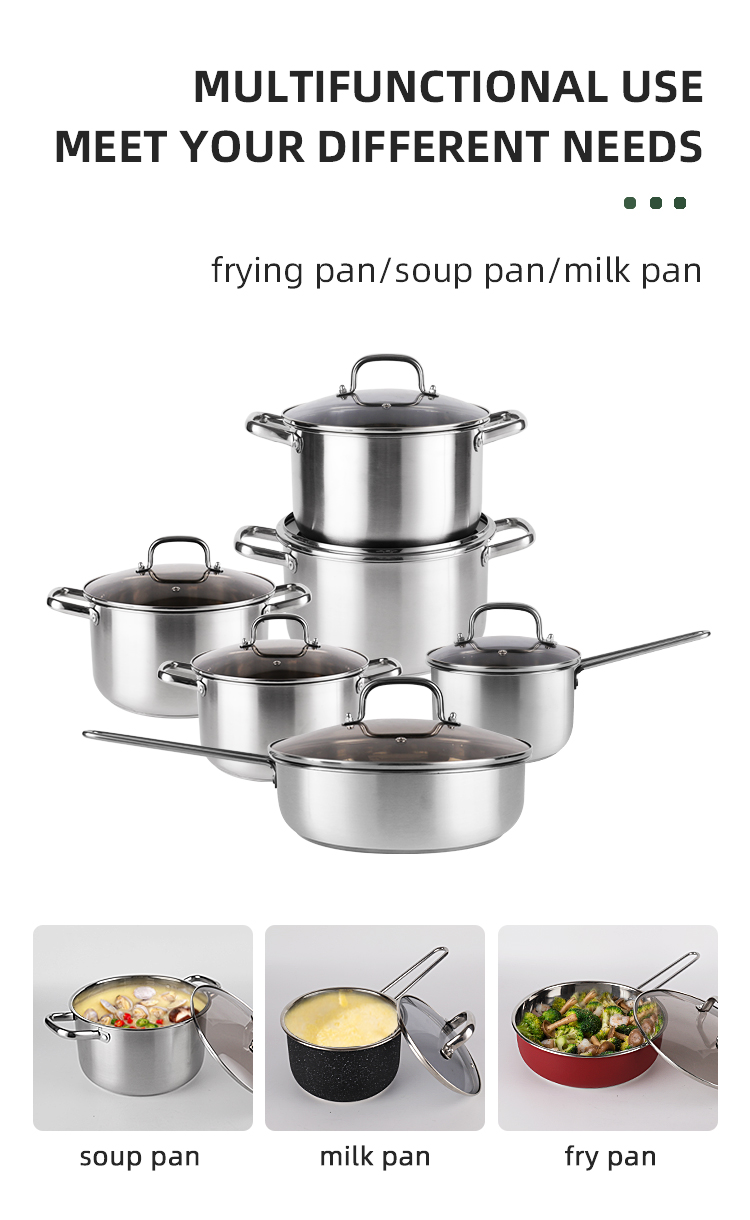Hot Selling 12pcs Stainless Steel Cookware Set Cooking Tornado Pots And Pans Cookware Sets
