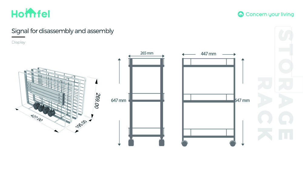 3 Tier Rolling Utility Cart With Wheels Multifunctional Metal Storage Cart Organizer Adjustable Trolley Cart With Handle