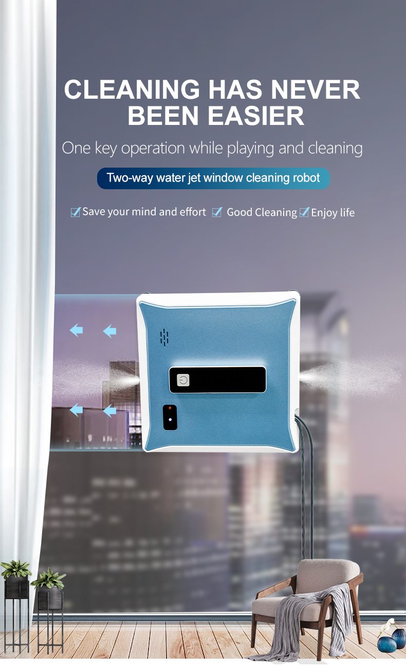 Custom Label Dual Ultrasonic Spray Glass Window Cleaner Robot for Smart Home Cleaning