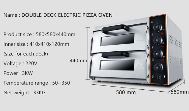 Commercial Pizza Oven Stainless Steel Bakery Equipment 560x525x295mm