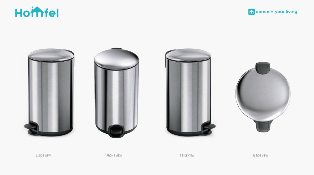 Pedal Stainless Steel Trash Can 3L 5L 12L 20L 30L for Home Bathroom Kitchen