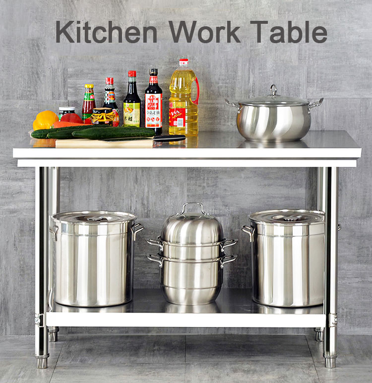 Silver Hotel Buffet Food Equipment Stainless Steel Work Table 1.2/1.5/1.8M for Kitchen