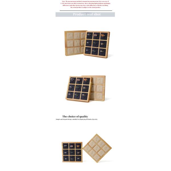 3x3 Multi Cells Solid Wood Jewellery Presentation Tray For Ear Rings Studs Exhibition
