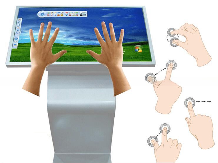 21.5" inch floor stand all-in-one LCD interactive kiosk touchscreen commercial PC for POS