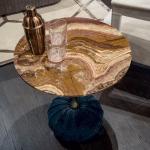 Glossy Round Marble Coffee Table 450x550mm Stainless Steel Living Room