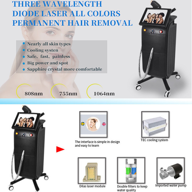 Beauty 808 Nm Diode Laser Hair Removal , Skin Rejuvenation Nd Yag Laser Machine