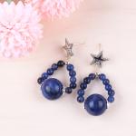 Handmade Crystal Stone Earrings Sodalite Gemstone Beaded Star Charms Pendant
