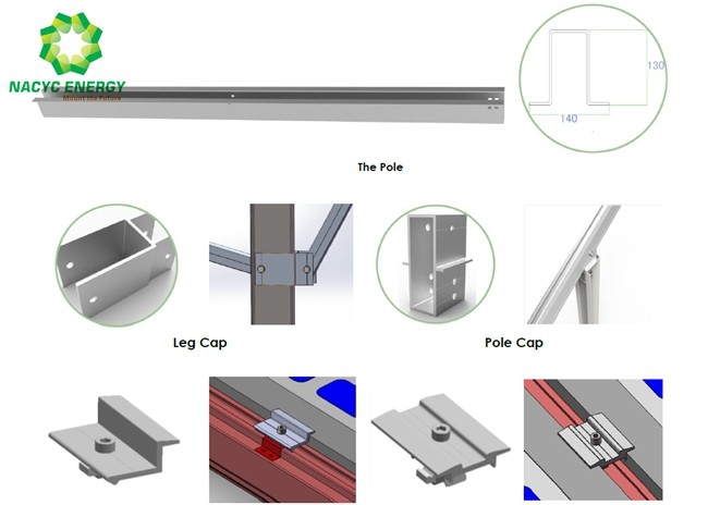 Long Life Solar Panel Pole Mount Bracket Sturdy Solar PV Structure Easy Install