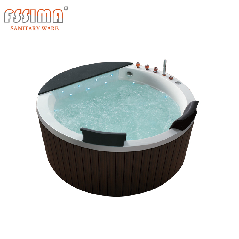 1700mm Freestanding Jetted Bathtub For 2 Round Stand Alone Tub Hot Small