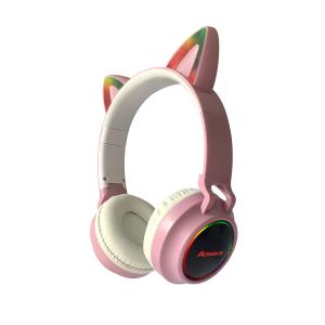 China Flash Light Cute Cat Ears Wireless Bluetooth Headphones Kid Girls Stereo Headset With Mic wholesale