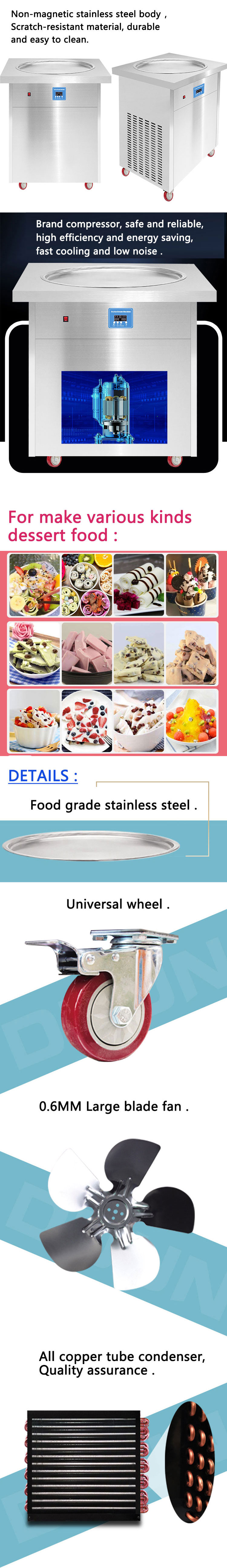 Temperature Controlled Fried Ice Cream Roll Pan Machine for Snack Industry