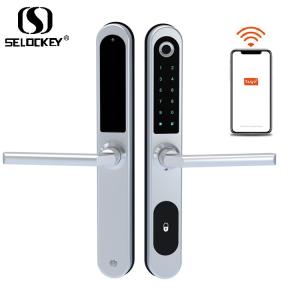 China Keyless Digital WiFi Tuya APP Fingerprint Aluminum Door Lock wholesale