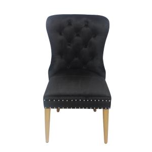 China Black button buckle velvet chair dining chair elegant model wholesale