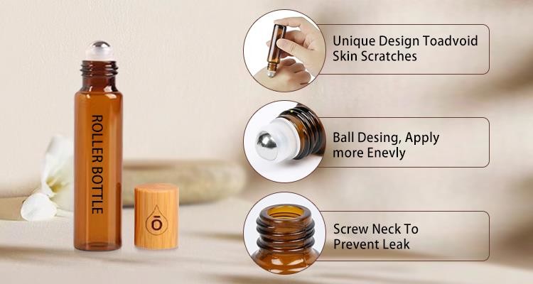 10Ml Glass Perfume Roll On Bottle With Stainless Steel Metal Roller Ball