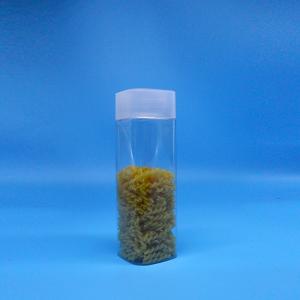 China Wide Mouth 600ml Snack Food Candy Transparent Square PET Plastic Jars Flat Top Lids wholesale