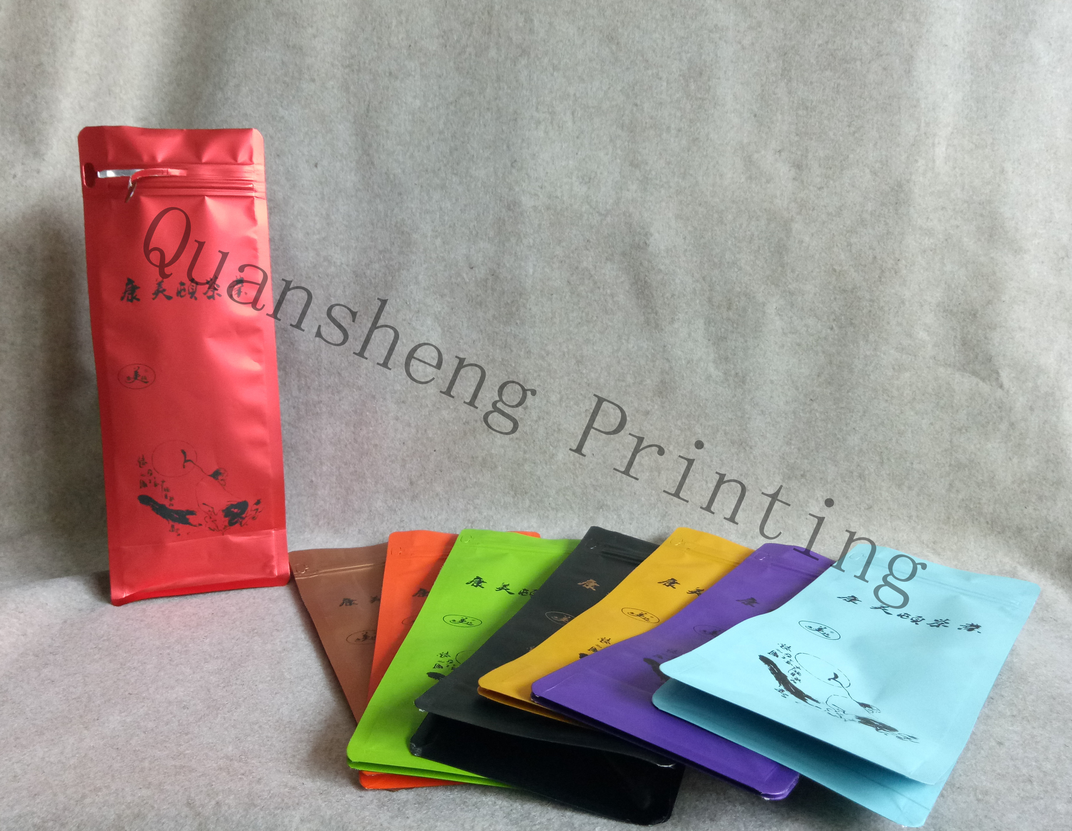 Leakproof Aluminum Foiled Flat Bottom Zipper Storage Bags For Tea Food