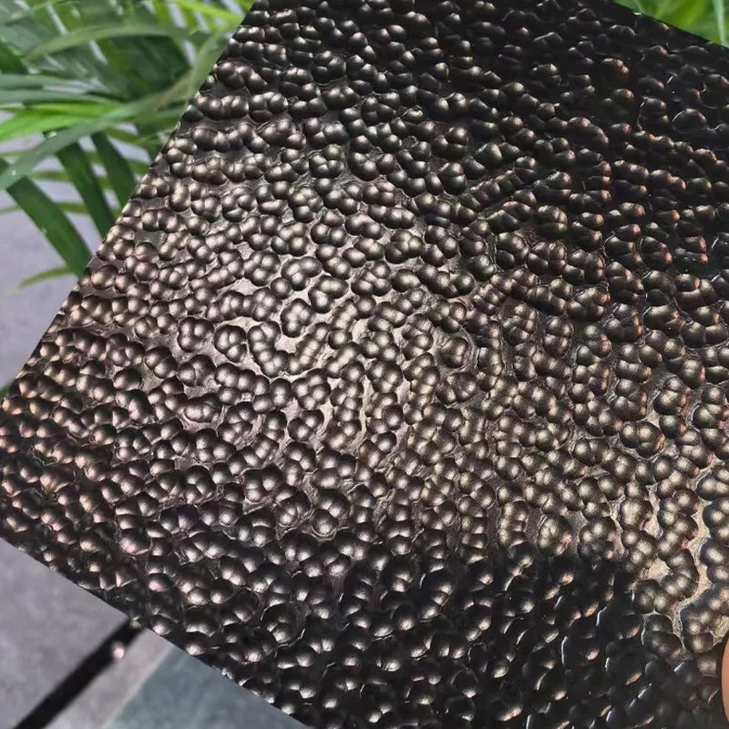 Hand-Designed Texture Pattern Black Titanium Coated Stainless Steel Hammered Metal Sheets