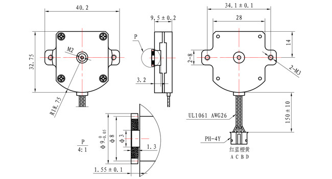 Thin Stepper Motor NEMA 11 Ultraflat With Gear 0.5A 28*28*9.5mm For SMT Feeder