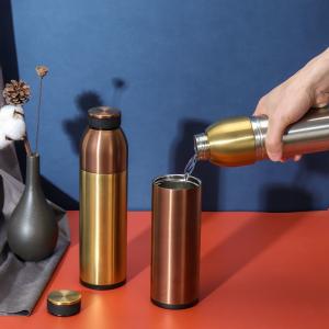 China 450ML 600ML Wide Mouth Insulated Stainless Steel Flask 2 In 1 304 Stainless Steel Camping Water Bottle Vacuumed Diswasher Safe Leak Proof wholesale