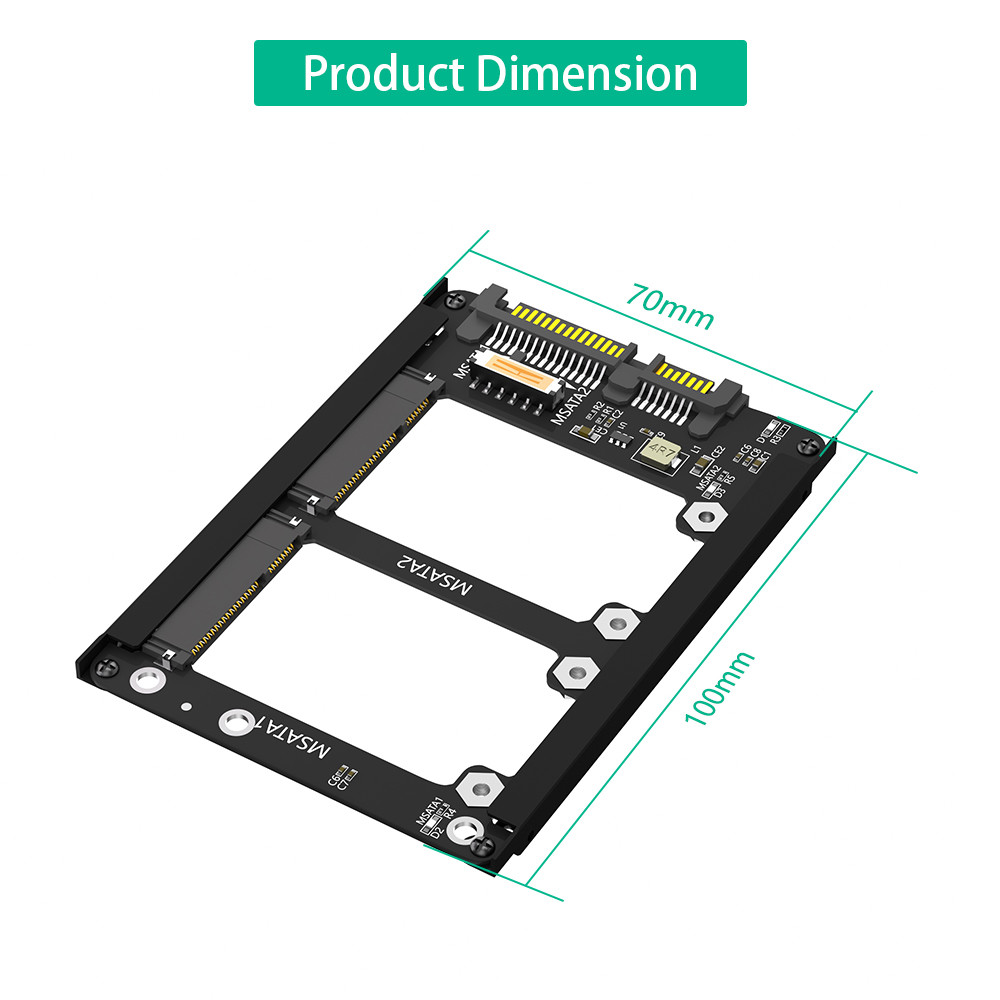 Metal Case Dual mSATA SSD To 2.5" SATA3.0 6Gbps Adapter Card With Enclosure Socket mSATA to SATA Adapter Riser mSATA SSD Adapter