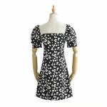 Sweet Black And White Daisy Flower Ladies Vacation Dresses